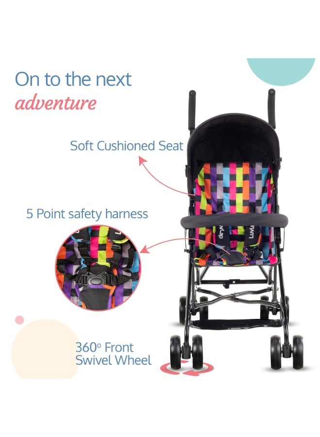 LuvLap Tutti Fruti Baby Stroller/Buggy, Lightweight, Compact & Travel Friendly Baby Pram for 6-36 Months, 5 Point Safety Harness, Adjustable seat Recline, Extendable Canopy, Upto 15Kg (Printed Black) - Image 3